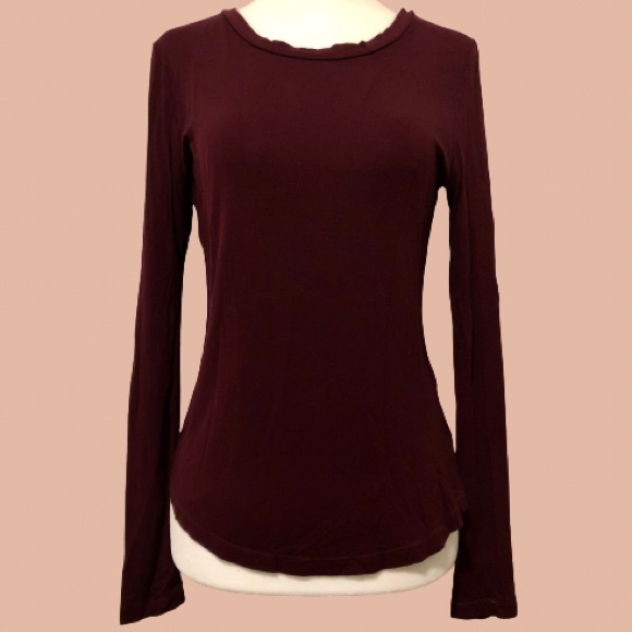 💸 $2 ADD-ON Forever 21 Burgundy Long Sleeve T-Shirt - Picture 1 of 5